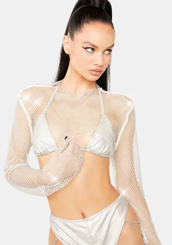 Bling Elite Fishnet Crop Top sold by Dolls Kill