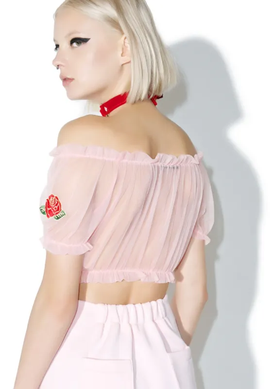 Sweet Sheer Rose Crop Top sold by Dolls Kill