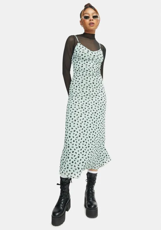 Sage Flower Cotina Midi Dress sold by Dolls Kill