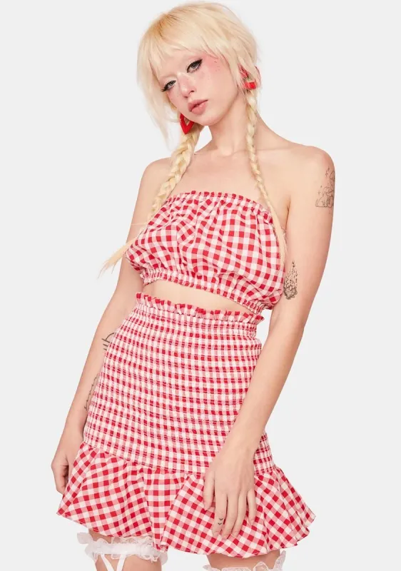 Spreading Rumors Gingham Skirt Set sold by Dolls Kill