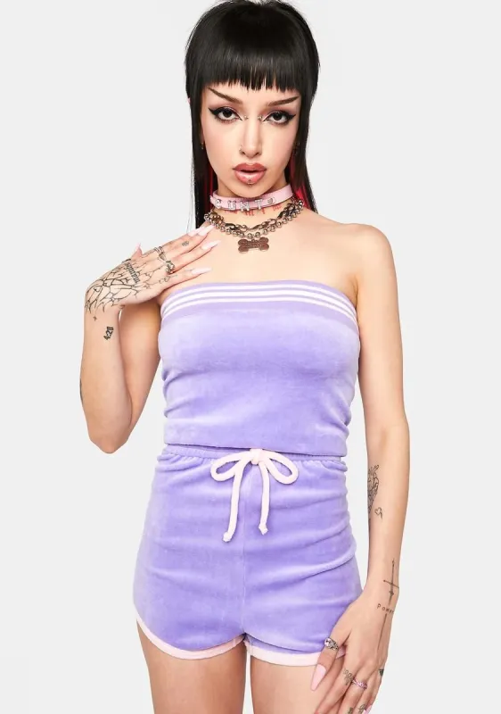 Lavender Not Regular Sleeveless Romper sold by Dolls Kill