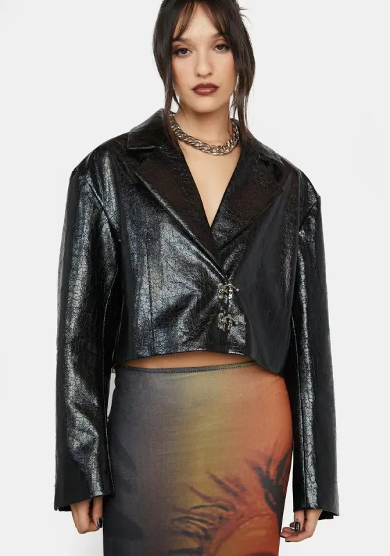 Faded Eco Leather Crop Jacket sold by Dolls Kill