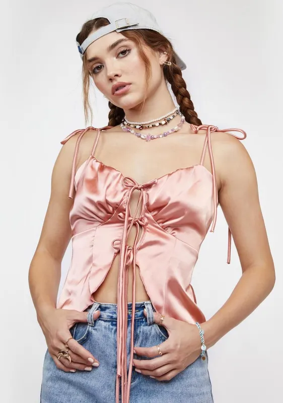 Mauve True Bliss Satin Crop Tank sold by Dolls Kill
