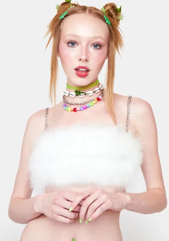Bliss So Enchanting Marabou Crop Top sold by Dolls Kill