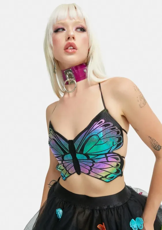 Fly Within Butterfly Halter Top sold by Dolls Kill