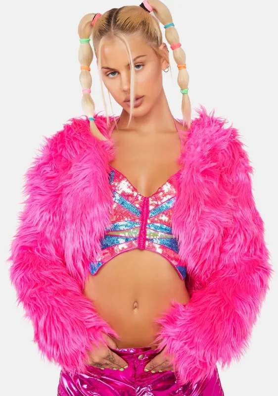 Party Funk Faux Fur Jacket sold by Dolls Kill