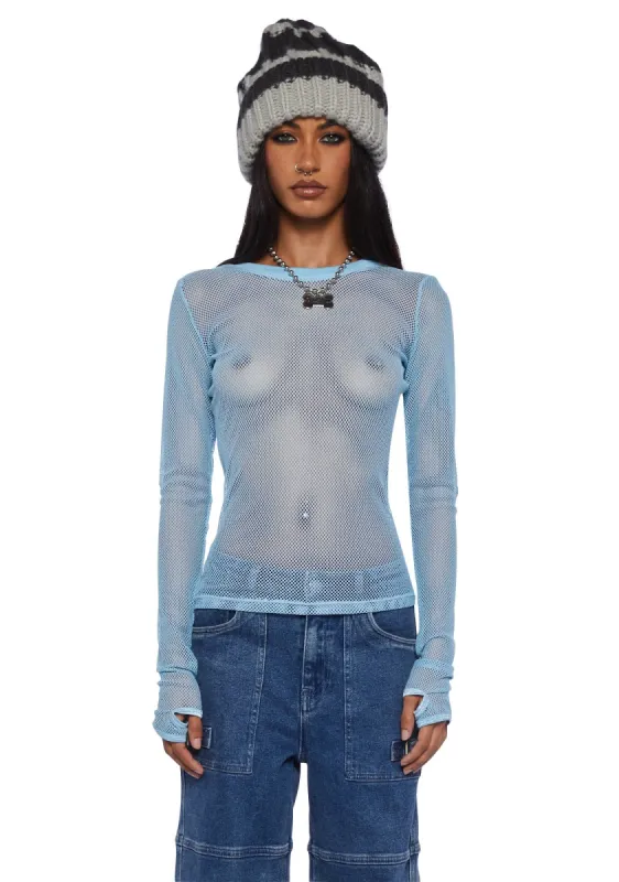 See Thru Me Fishnet Top - Baby Blue sold by Dolls Kill