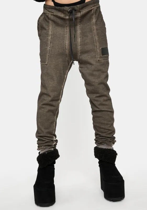 Atmosphere Unisex Washed Brown Joggers sold by Dolls Kill