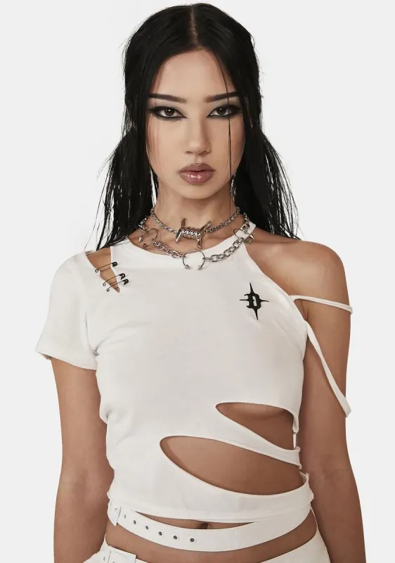 Distortion Cut-Out Crop Tee sold by Dolls Kill