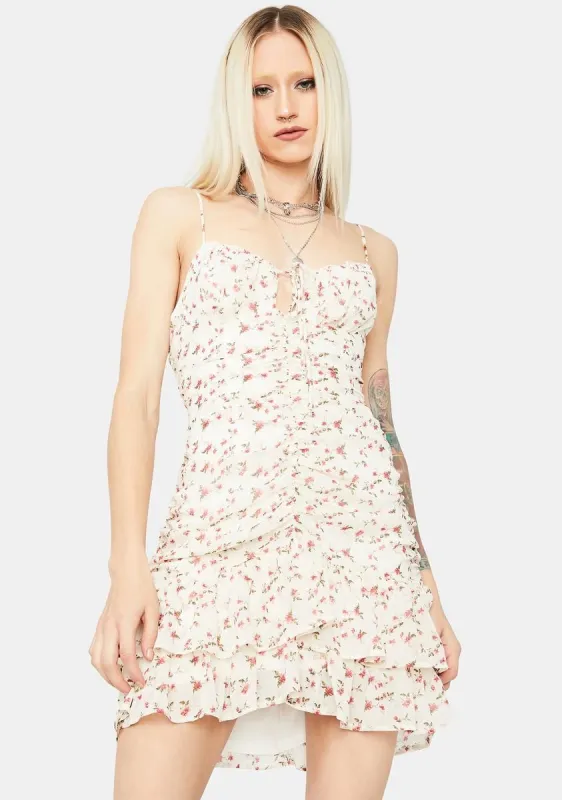 Ivory Secret's Out Floral Mini Dress sold by Dolls Kill