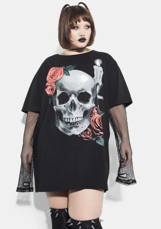 Eternal Lonely Vigil Fishnet Graphic Tee sold by Dolls Kill
