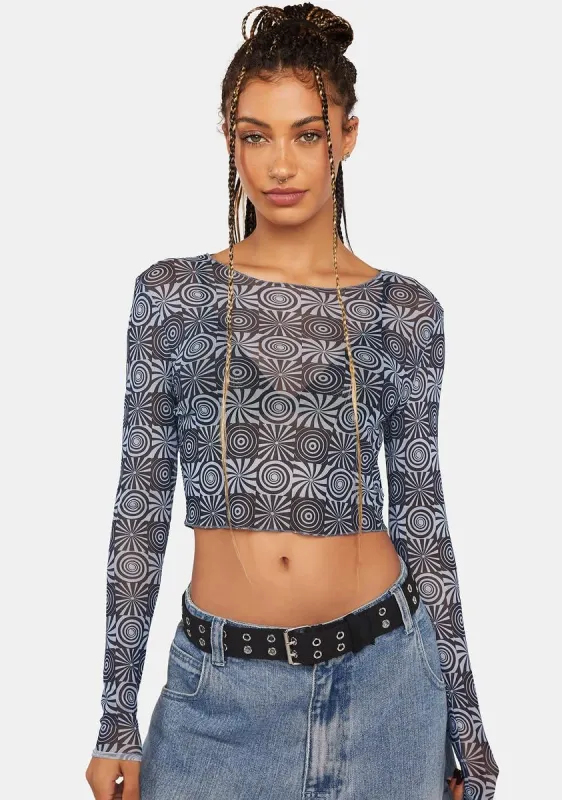 Swirl Checkerboard Mesh Top sold by Dolls Kill