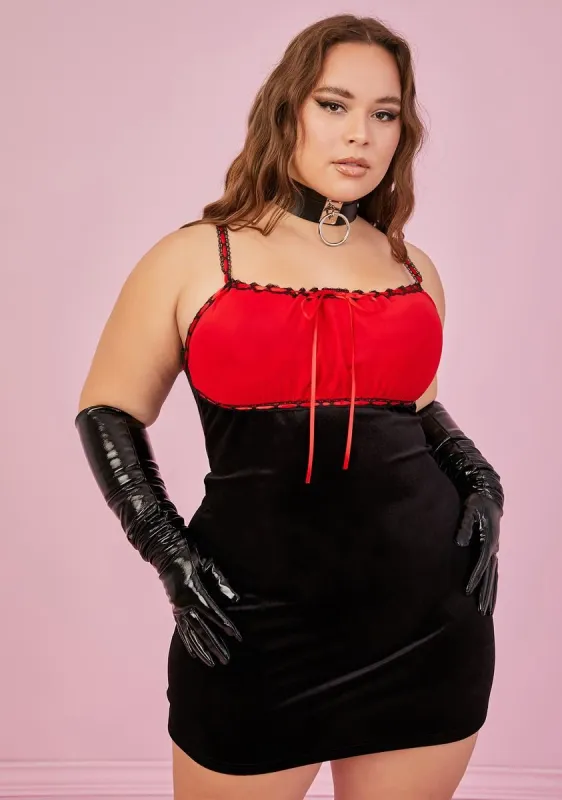 Crimson PPS I Love You Velvet Dress sold by Dolls Kill