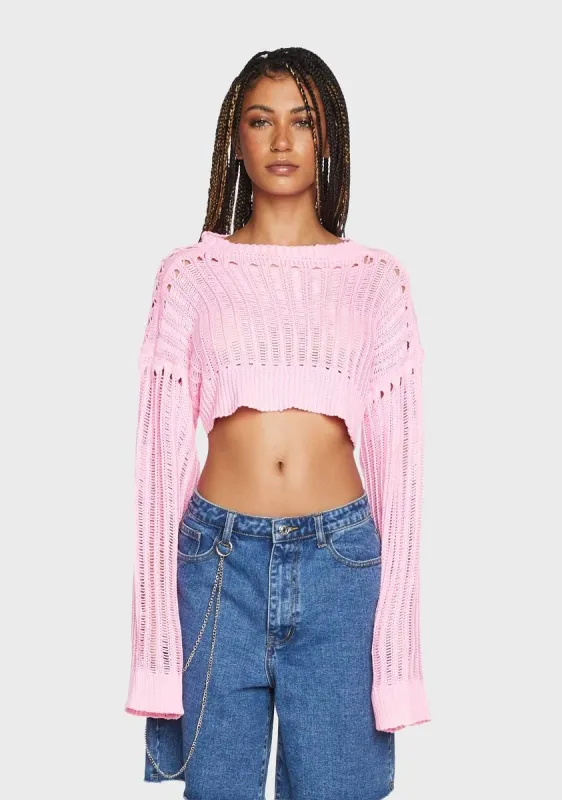 Blush Favorite Moments Cropped Sweater sold by Dolls Kill