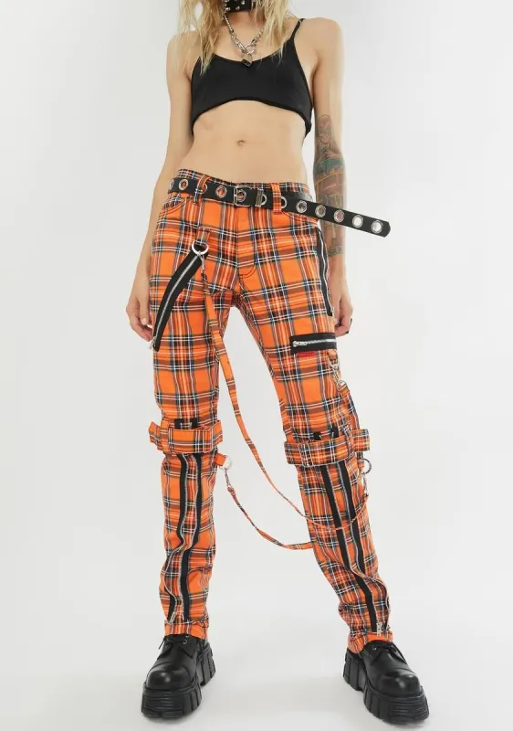 Orange Plaid Bondage Pants sold by Dolls Kill