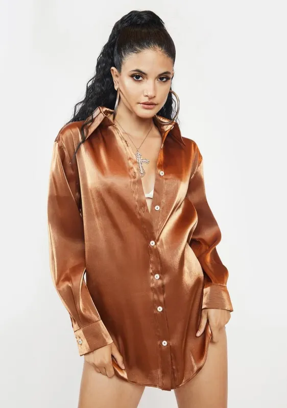Brown Organza Oversized Blouse sold by Dolls Kill