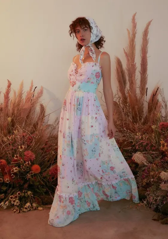 Pat A Cake Twill Floral Maxi Dress sold by Dolls Kill