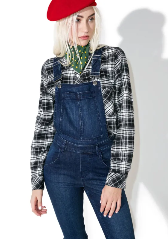 Ink Blue Skinny Dungarees sold by Dolls Kill