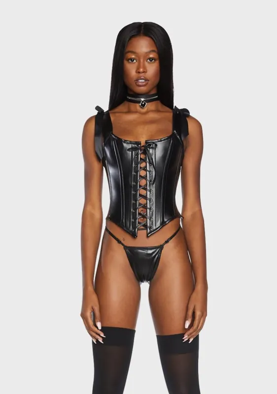 Lavish Faux Leather Bustier Top sold by Dolls Kill