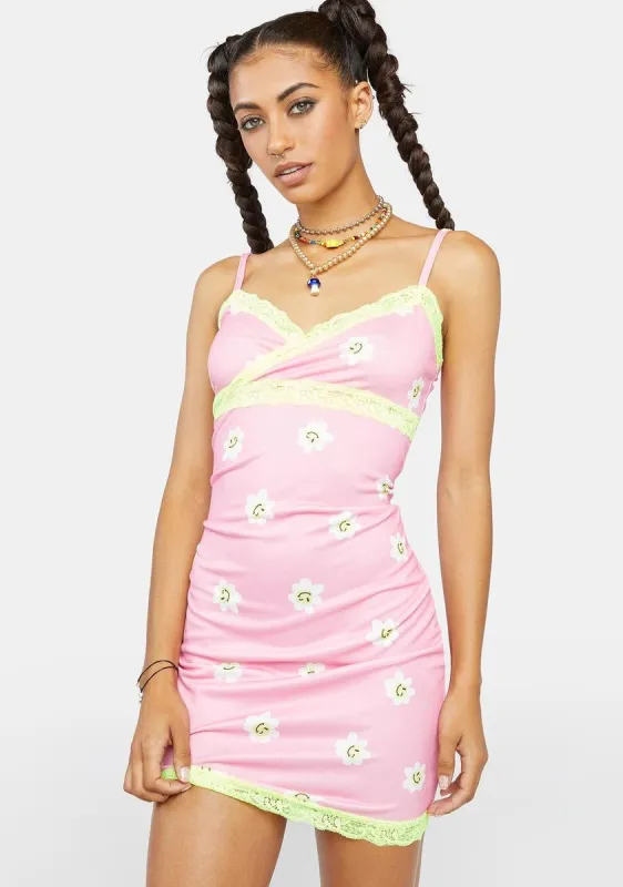 Flower Smiley Lace Trim Dress sold by Dolls Kill