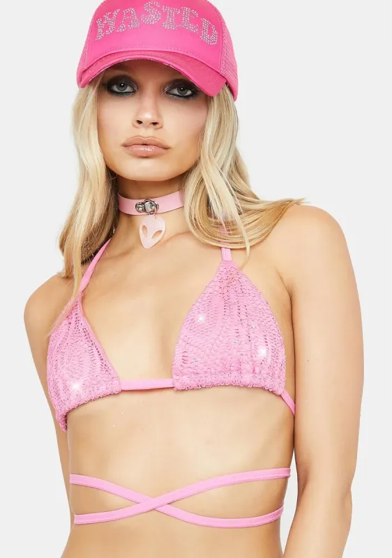 Stilettos On Lace Strappy Bra Top sold by Dolls Kill