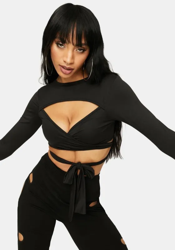 Finer Things Cutout Shrug Wrap Top sold by Dolls Kill