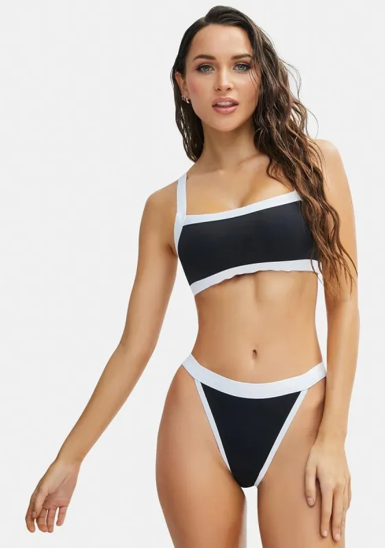 Black White Combo Olympia Bikini Top sold by Dolls Kill
