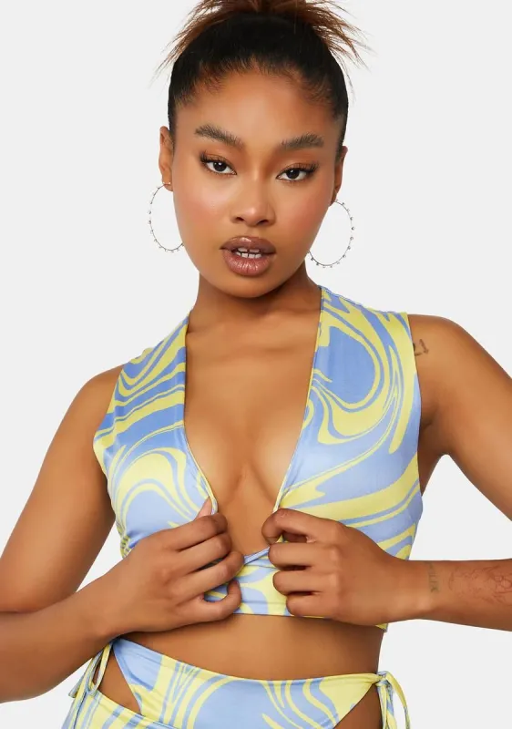 Swirl Printed Plunge Crop Top sold by Dolls Kill