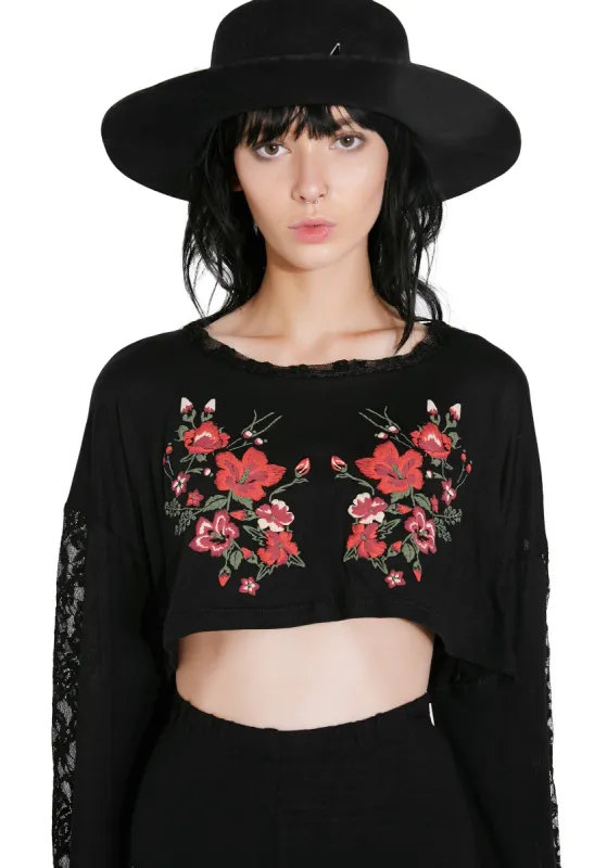 All In Bloom Lace Floral Crop Top sold by Dolls Kill