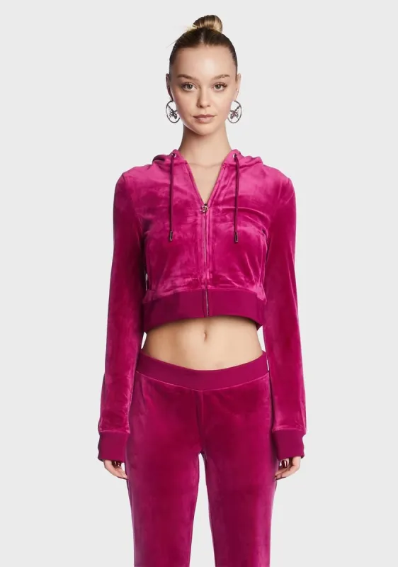 Raspberry Glaze OG Big Bling Velour Hoodie sold by Dolls Kill