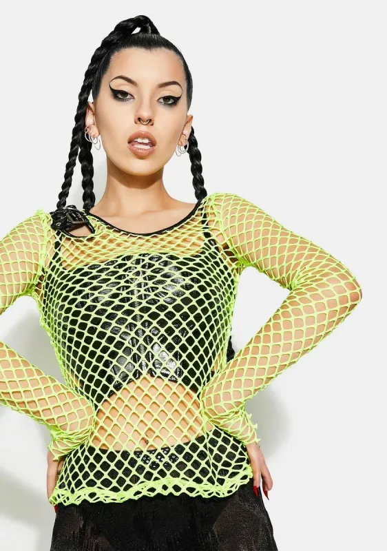 Neon Personality Punk Perspective Mesh Tee Shirt sold by Dolls Kill