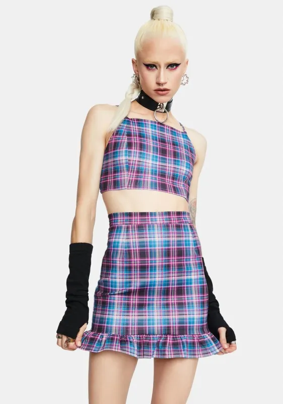 Back 2 School Baddie Plaid Skirt Set sold by Dolls Kill