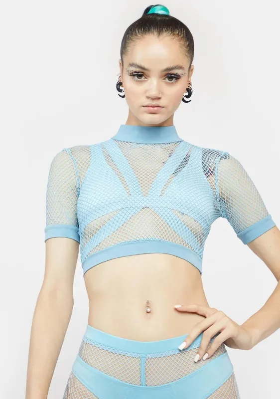 Sky Heavy Bass Drop Fishnet Crop Top sold by Dolls Kill