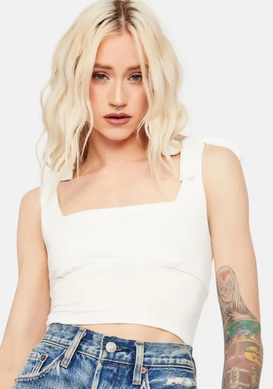 Chill Make The Call Tie Shoulder Crop Tank sold by Dolls Kill