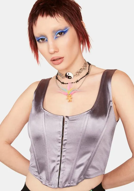 Slate A Masterpiece Satin Corset sold by Dolls Kill