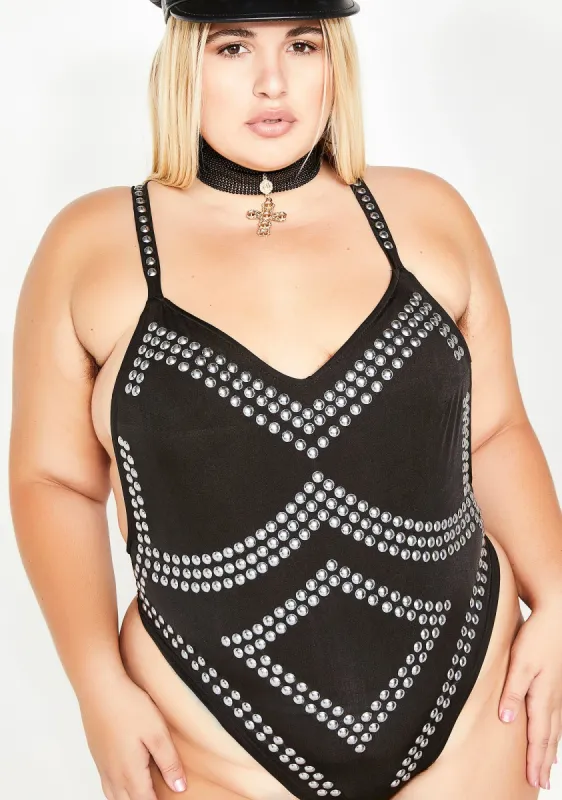 Handle My Bling Studded Bodysuit sold by Dolls Kill