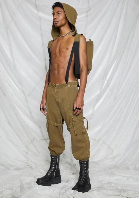 Synth Unisex Cargo Overalls With Attached Backpack sold by Dolls Kill