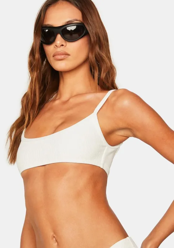 White Dallas Ribbed Bikini Top sold by Dolls Kill