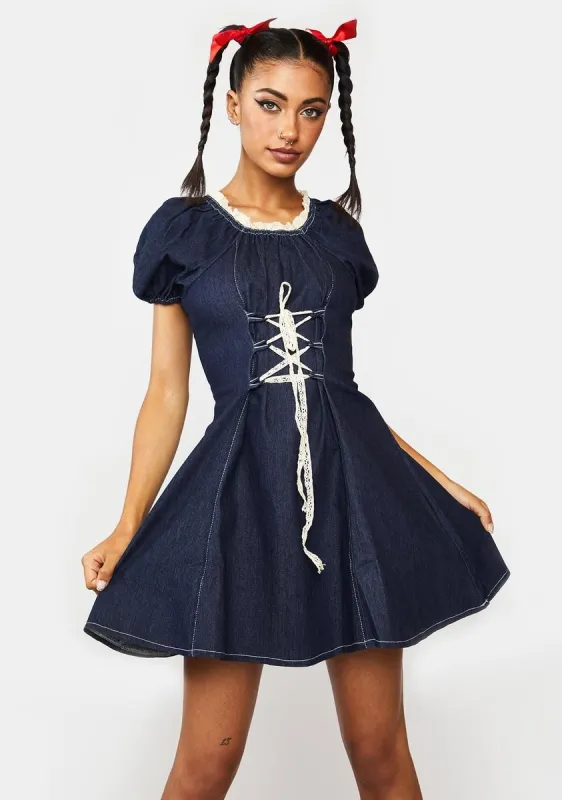 Don't Be Tardy Denim Mini Dress sold by Dolls Kill