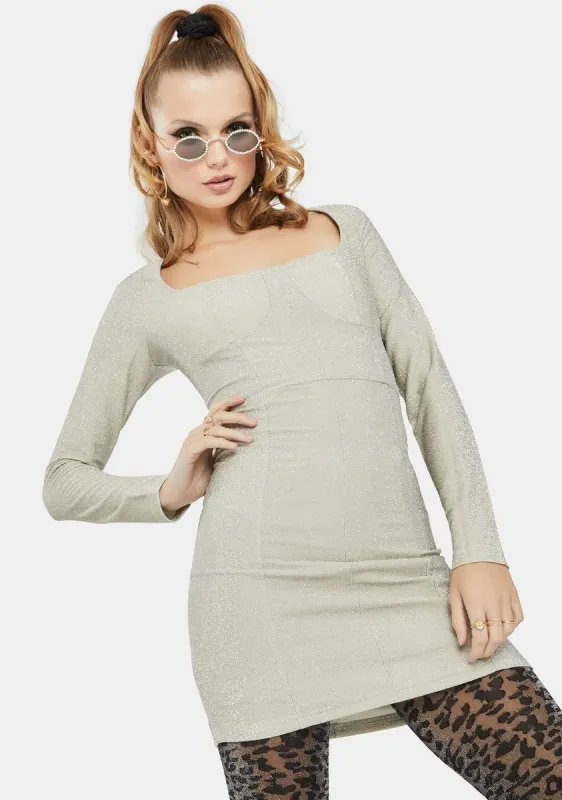 Silver Glitter Bodycon Dress sold by Dolls Kill