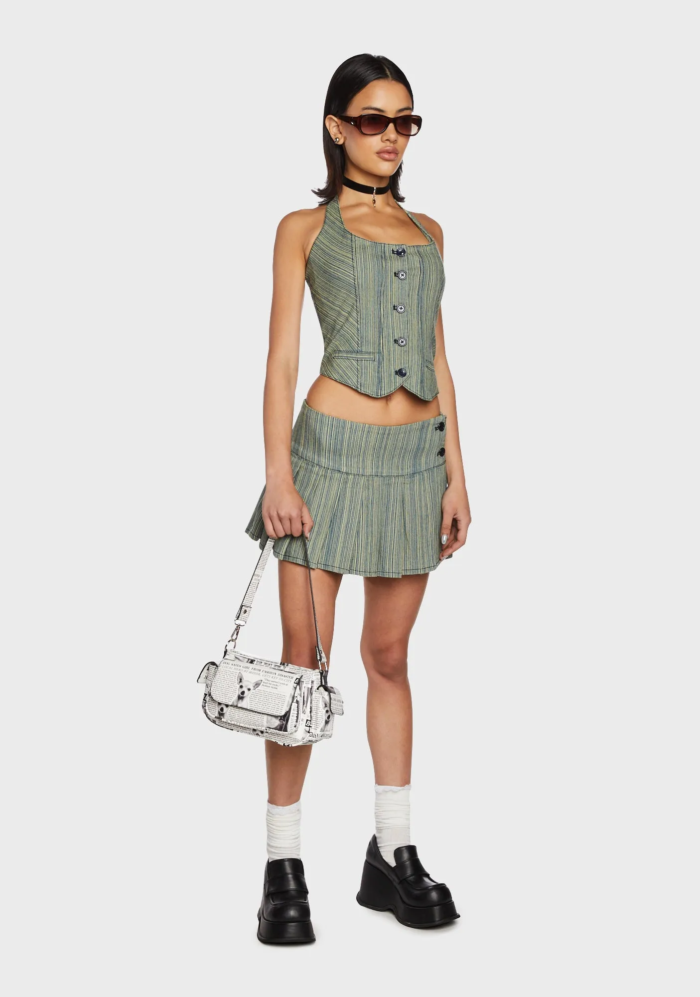 Sliding Doors Pinstripe Pleated Skirt sold by Dolls Kill product image thumbnail 5