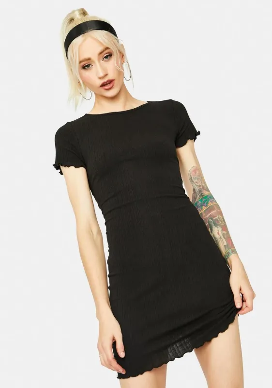 Time Well Spent Lettuce Trim Short Sleeve Mini Dress sold by Dolls Kill