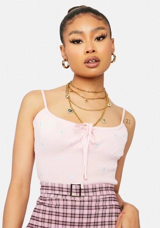 Sweet Flower Bae Embroidered Crop Tank sold by Dolls Kill