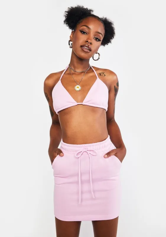 Lavender Wave Maker Terry Cloth Skirt Set sold by Dolls Kill