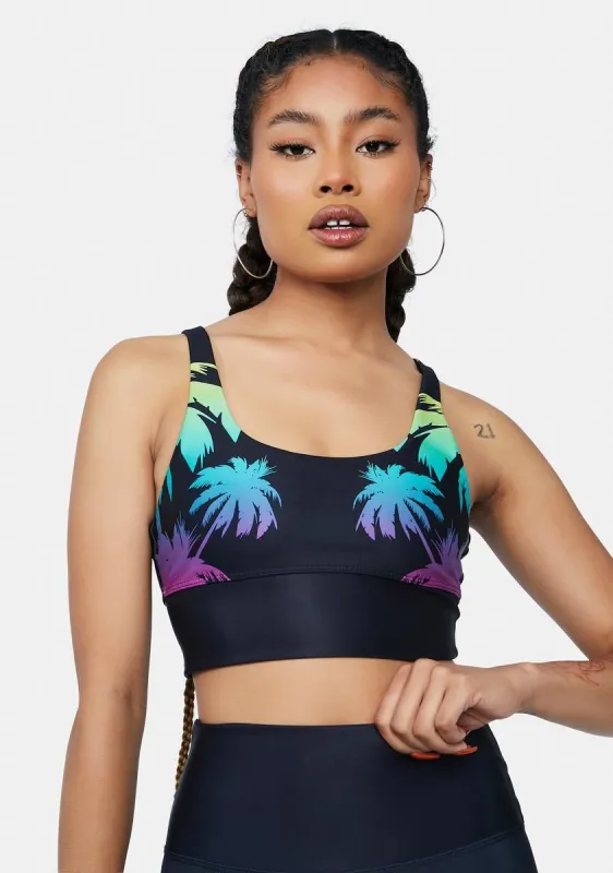 Rainbow Palm Madness Leah Sports Bra sold by Dolls Kill