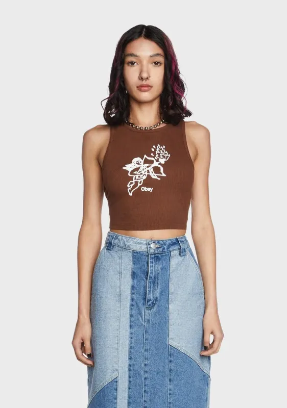 Obey Flaming Cupid II Rib Megan Tank Top sold by Dolls Kill