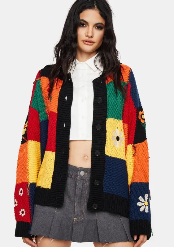Rainbow Patchwork Cardigan sold by Dolls Kill