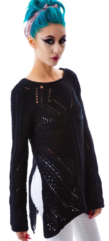 Roxy Chiffon Back Sweater sold by Dolls Kill