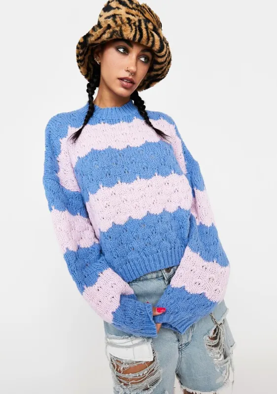 Cool Flash Of Drama Striped Sweater sold by Dolls Kill