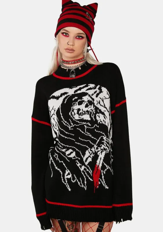 Fear The Reaper Oversized Sweater sold by Dolls Kill